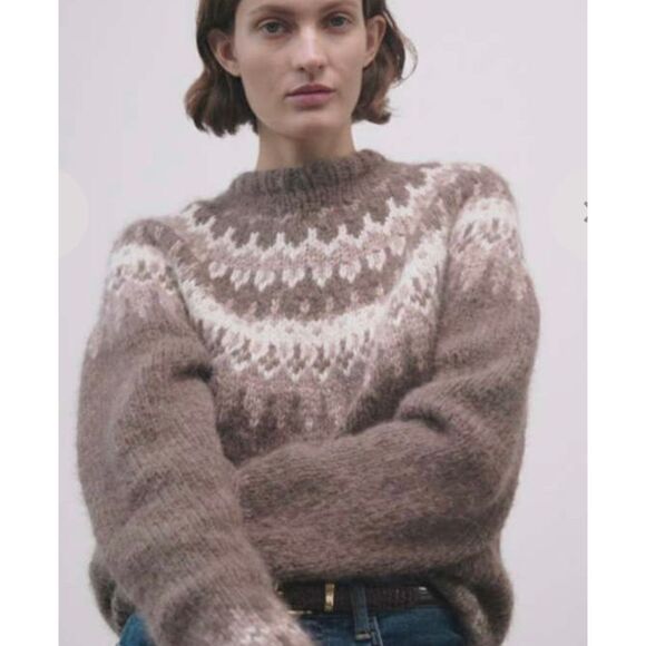 Vintage 80s Tally Ho Tan Cream Classic Fair Isle Shetland 100% Pure Wool Sweater - Picture 11 of 13